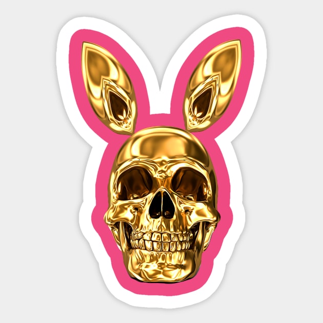 Golden Magic SKULL BUNNY | Hero Acid Bunny Skull Psychedelic POPART & Design by Tyler Tilley (tiger picasso) Sticker by Tiger Picasso